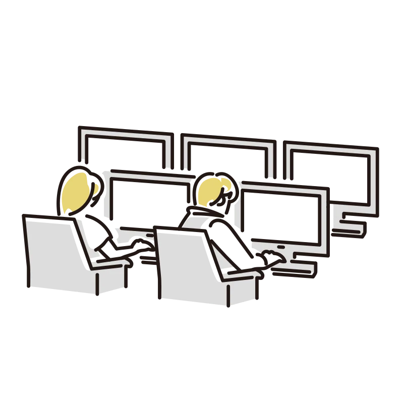 デスクワークの職場のイラスト