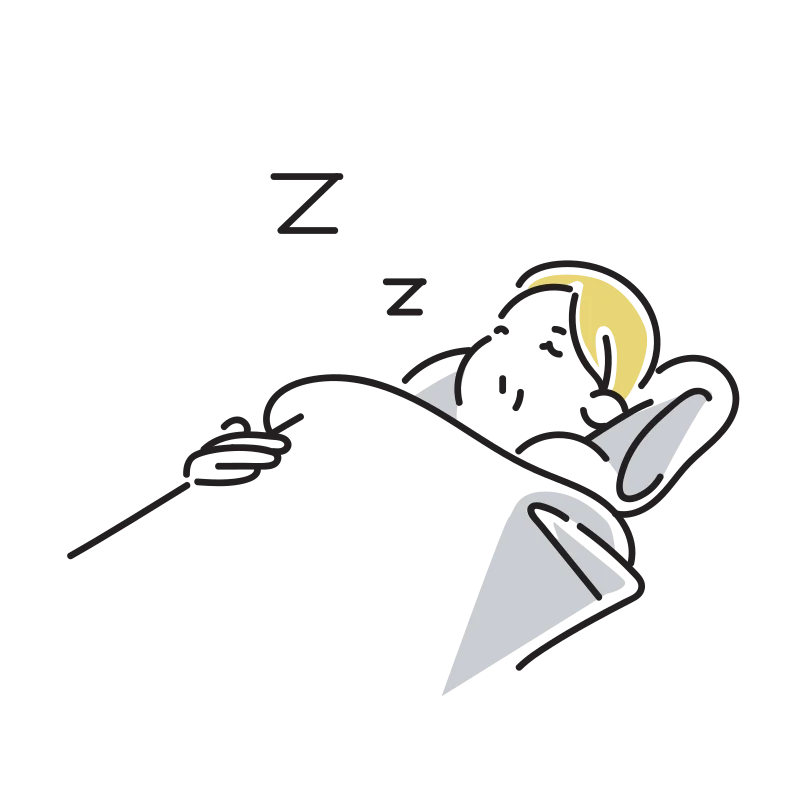 眠る中年女性のイラスト