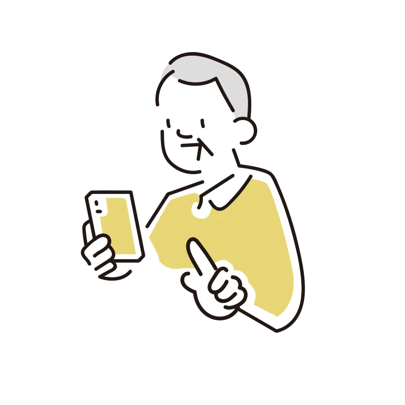 スマホとシニア男性のイラスト