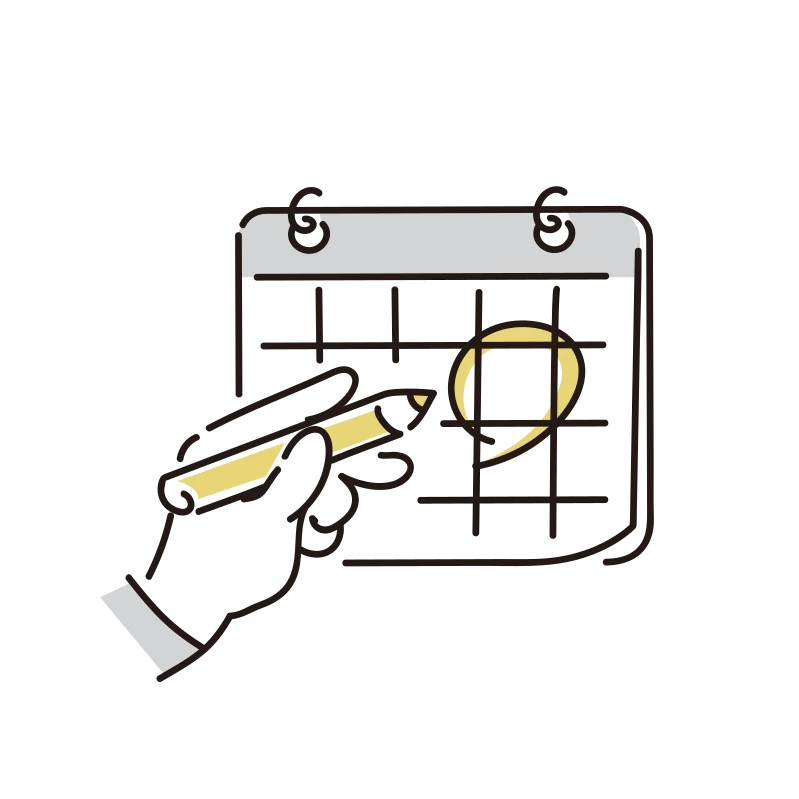 カレンダーにまるをつけるイラストのイラスト