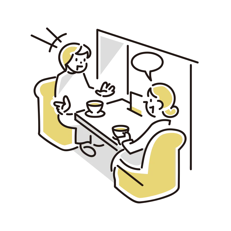お店で会話する人のイラスト