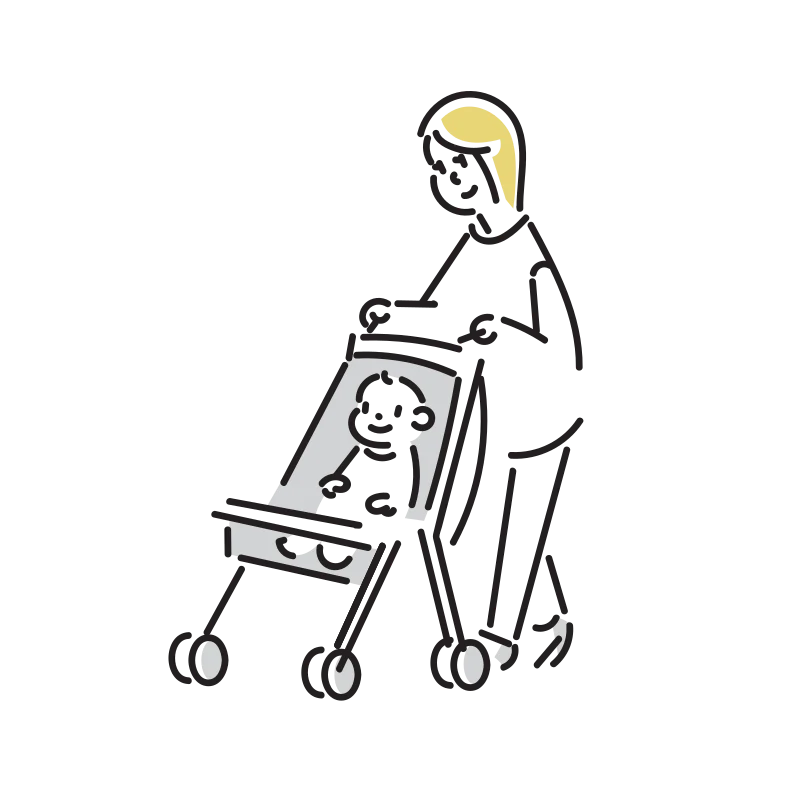 ベビーカーを押してる女性のイラスト